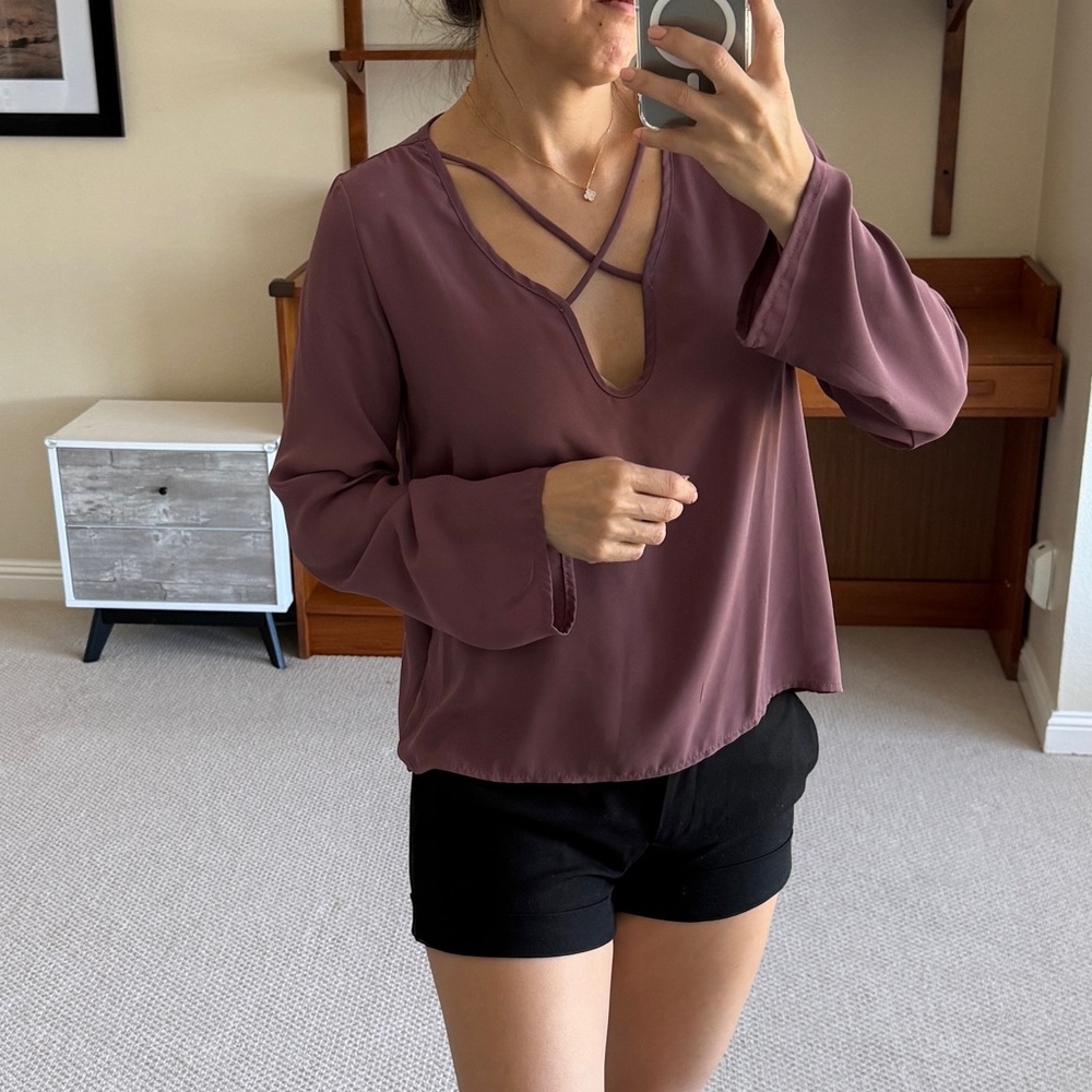 Forever 21 Mauve Blouse with Crisscross Neckline